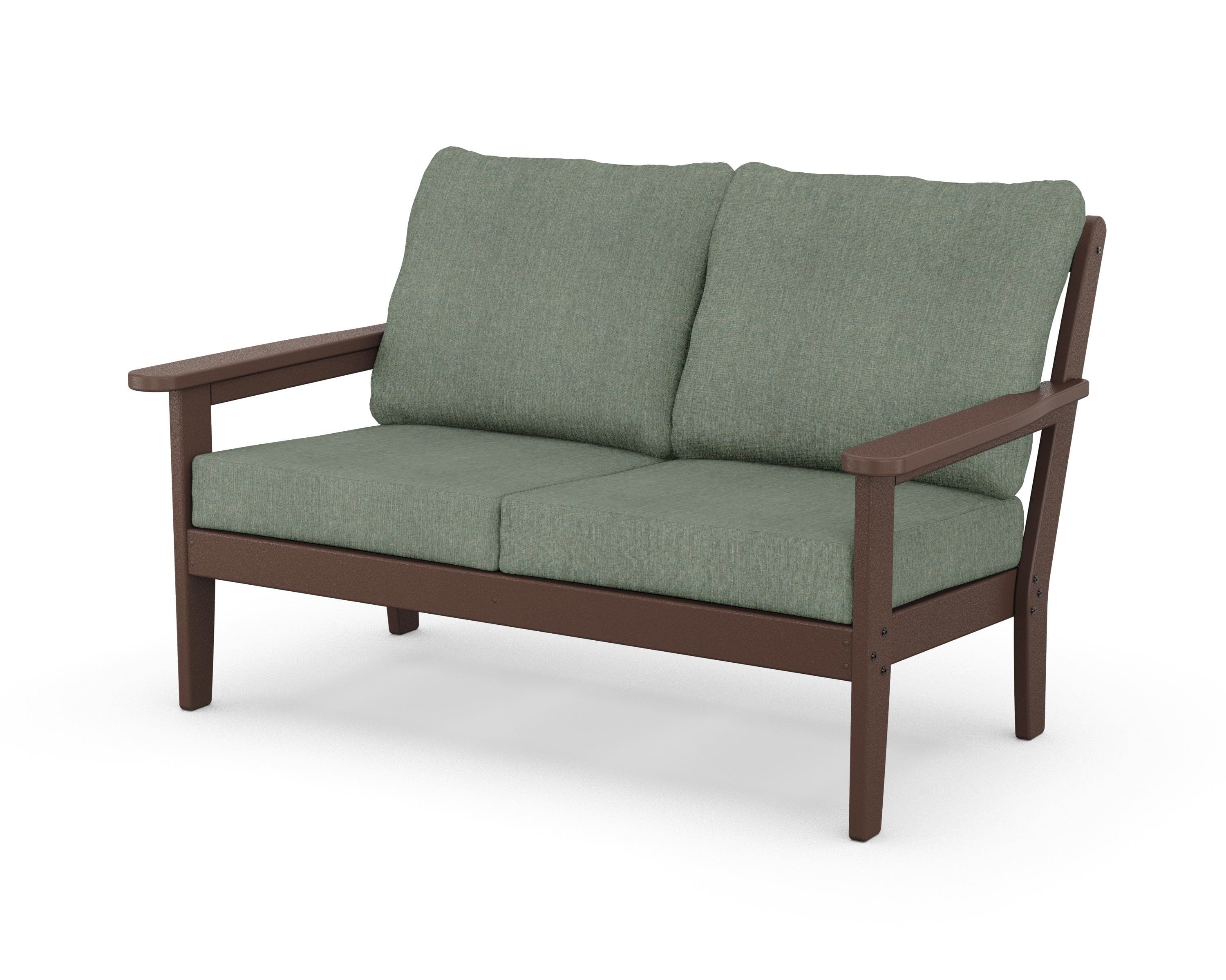 Country Living Cottage Deep Seating Loveseat in Mahogany / Cast Sage