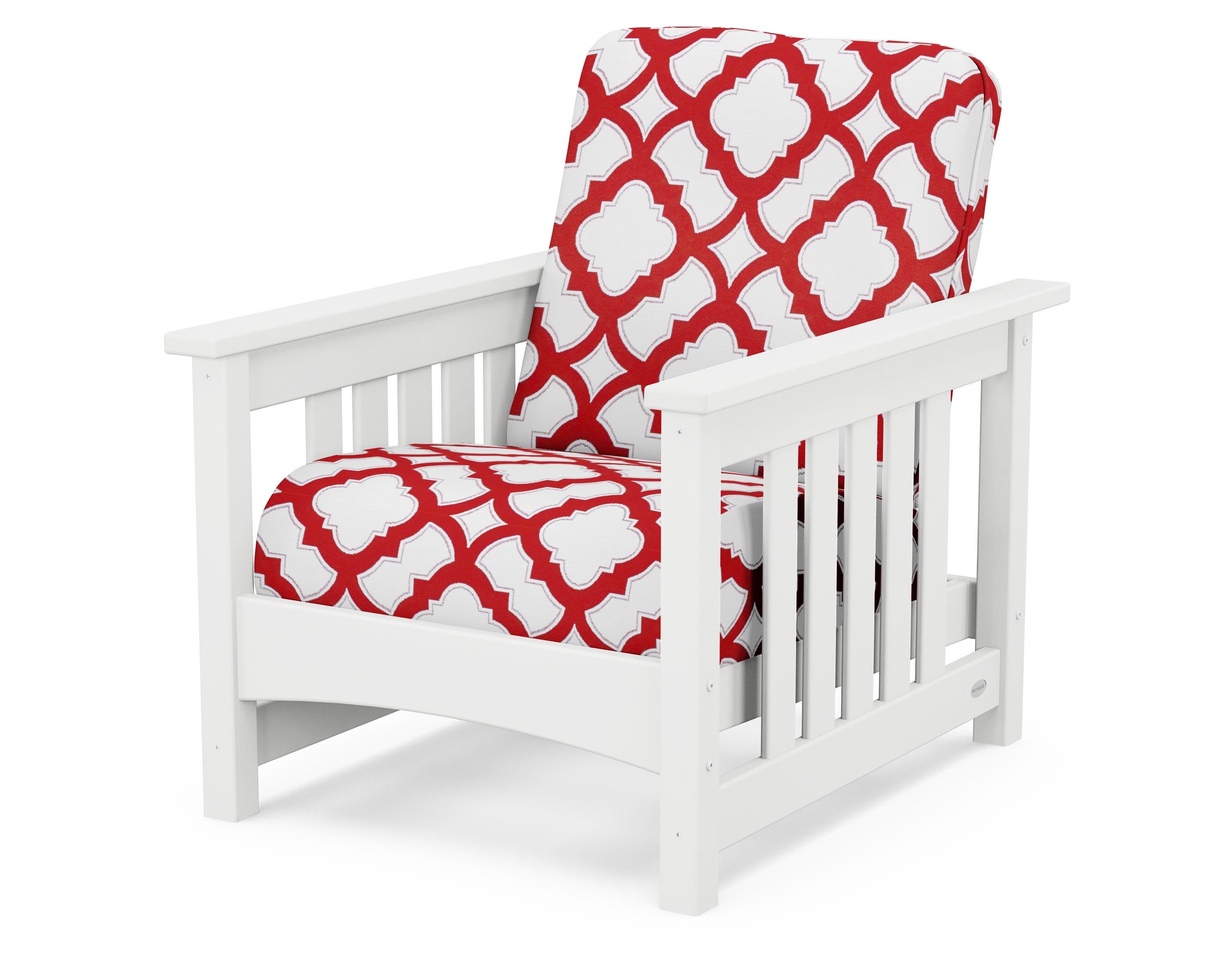 POLYWOOD® Club Mission Chair in White / Trellis Crimson