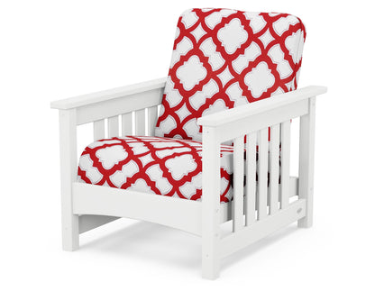 POLYWOOD® Club Mission Chair in White / Trellis Crimson