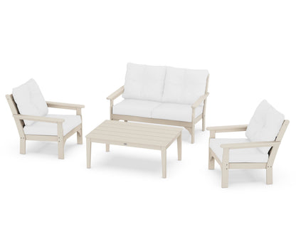 POLYWOOD® Vineyard 4-Piece Deep Seating Set in Sand / Natural