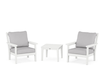 POLYWOOD® Chippendale 3-Piece Deep Seating Set in White / Granite