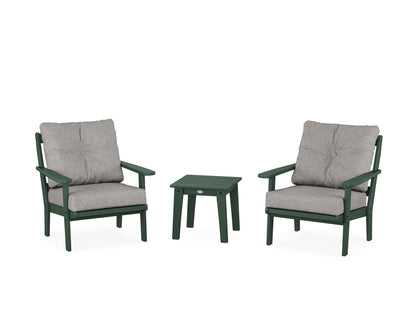 POLYWOOD® Mission 3-Piece Deep Seating Set in Green / Grey Mist