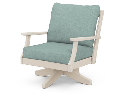POLYWOOD® Braxton Deep Seating Swivel Chair in Sand / Glacier Spa