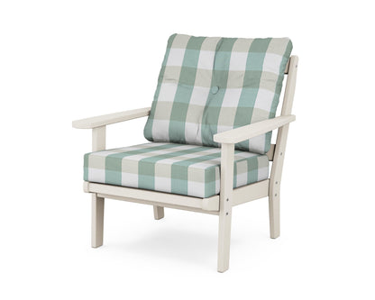 POLYWOOD® Mission Deep Seating Chair in Sand / Buffalo Plaid Glacier Spa