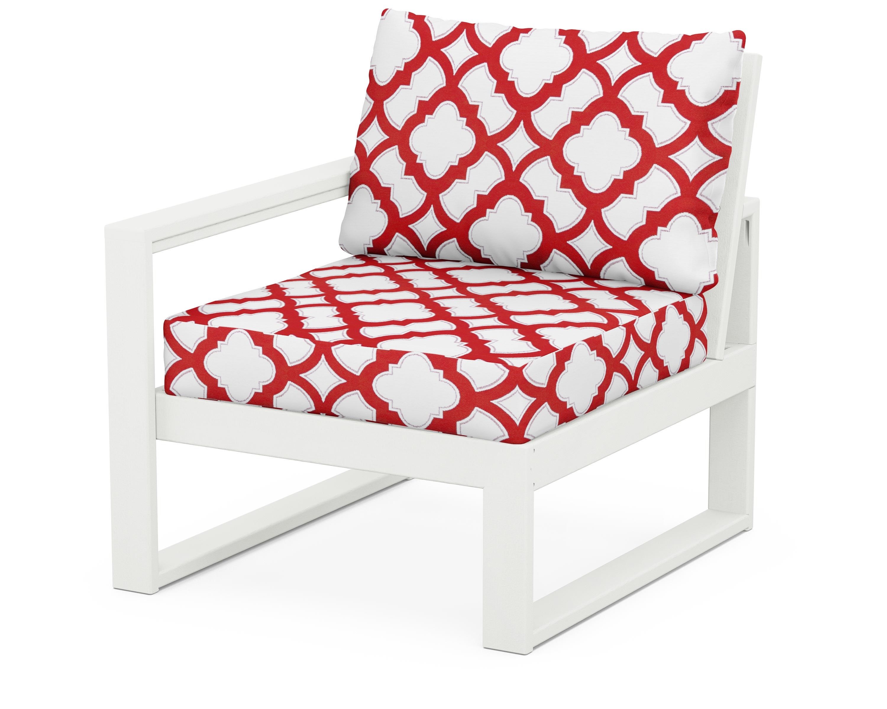POLYWOOD® EDGE Modular Left Arm Chair in Vintage White / Trellis Crimson
