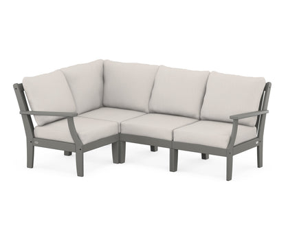POLYWOOD® Braxton Modular 4-Piece Deep Seating Set in Slate Grey / Cast Ash