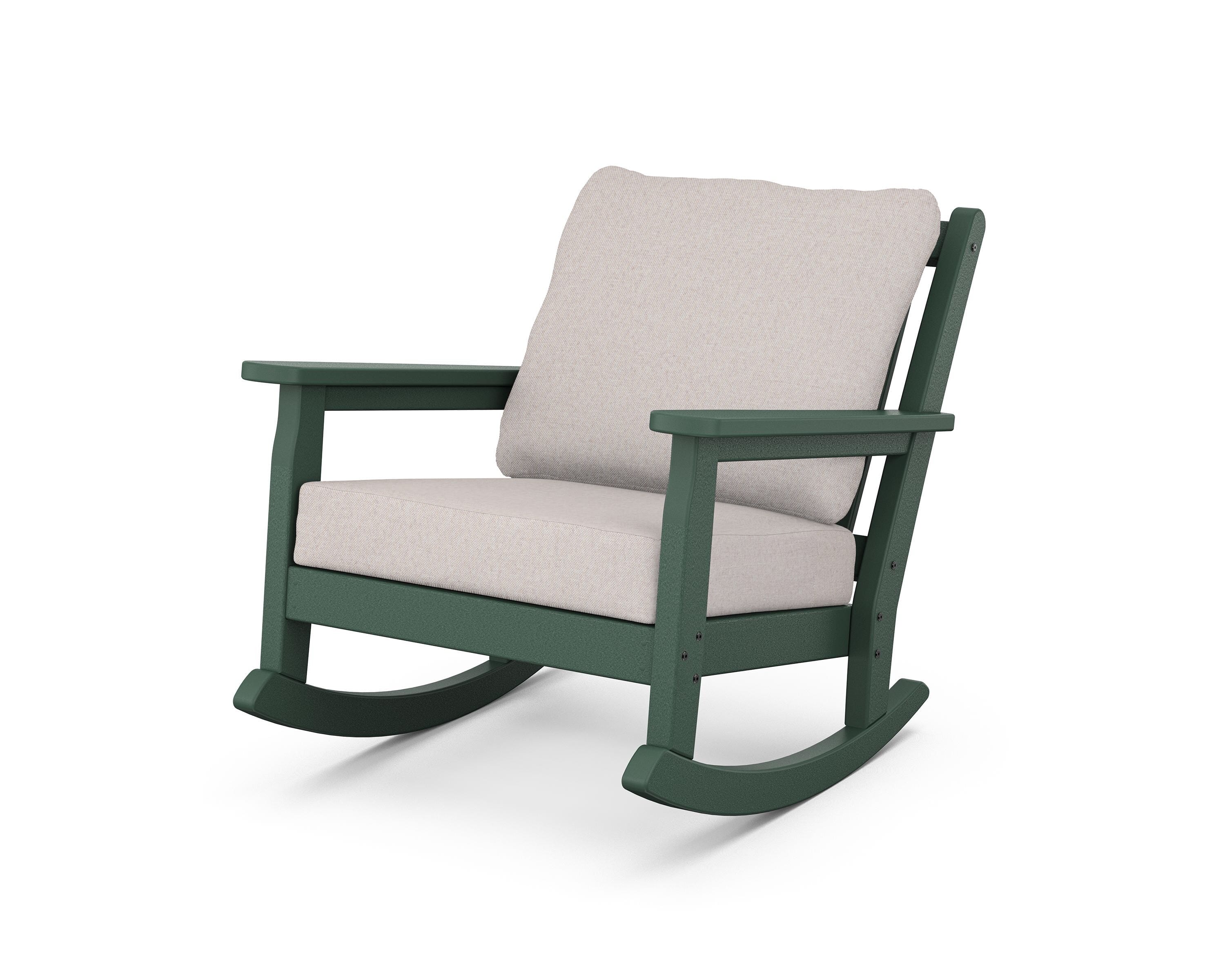 POLYWOOD® Chippendale Deep Seating Rocking Chair in Green / Dune Burlap
