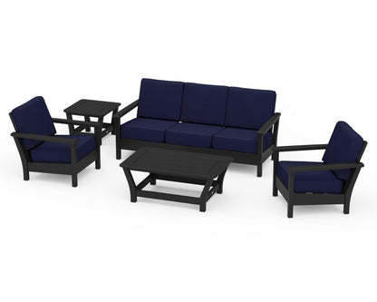 POLYWOOD® Harbour 5-Piece Deep Seating Set in Black / Navy