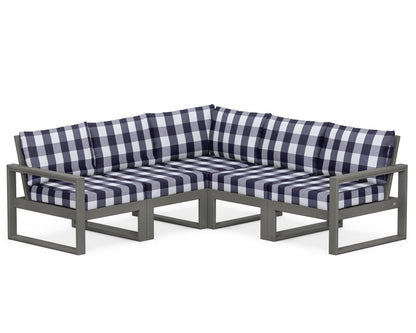 POLYWOOD® EDGE 5-Piece Modular Deep Seating Set in Slate Grey / Buffalo Plaid Navy