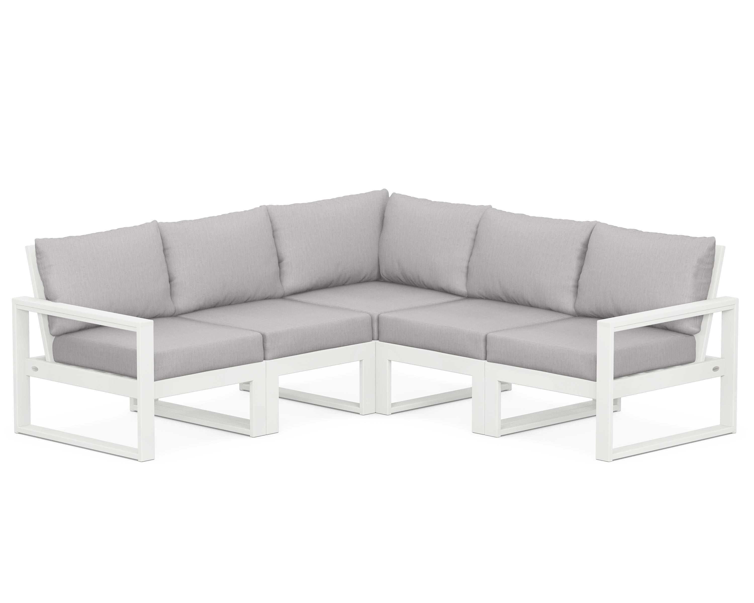 POLYWOOD® EDGE 5-Piece Modular Deep Seating Set in White / Granite