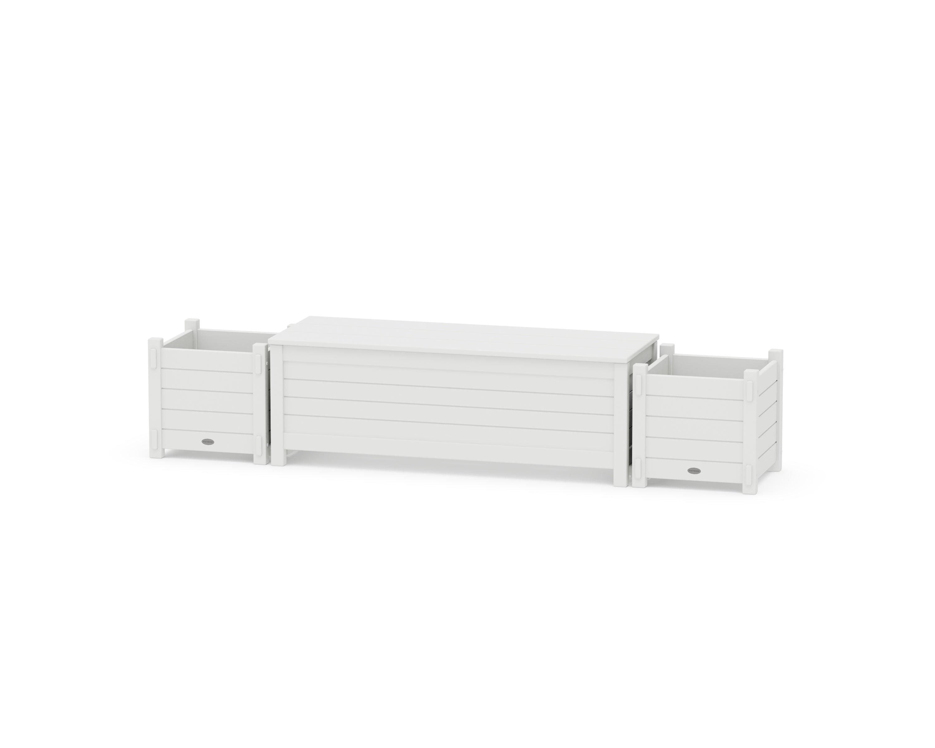 POLYWOOD® 48" Nautical Straight Planter Storage Bench Set in White