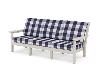 POLYWOOD® Chippendale Deep Seating Sofa in Sand / Buffalo Plaid Navy