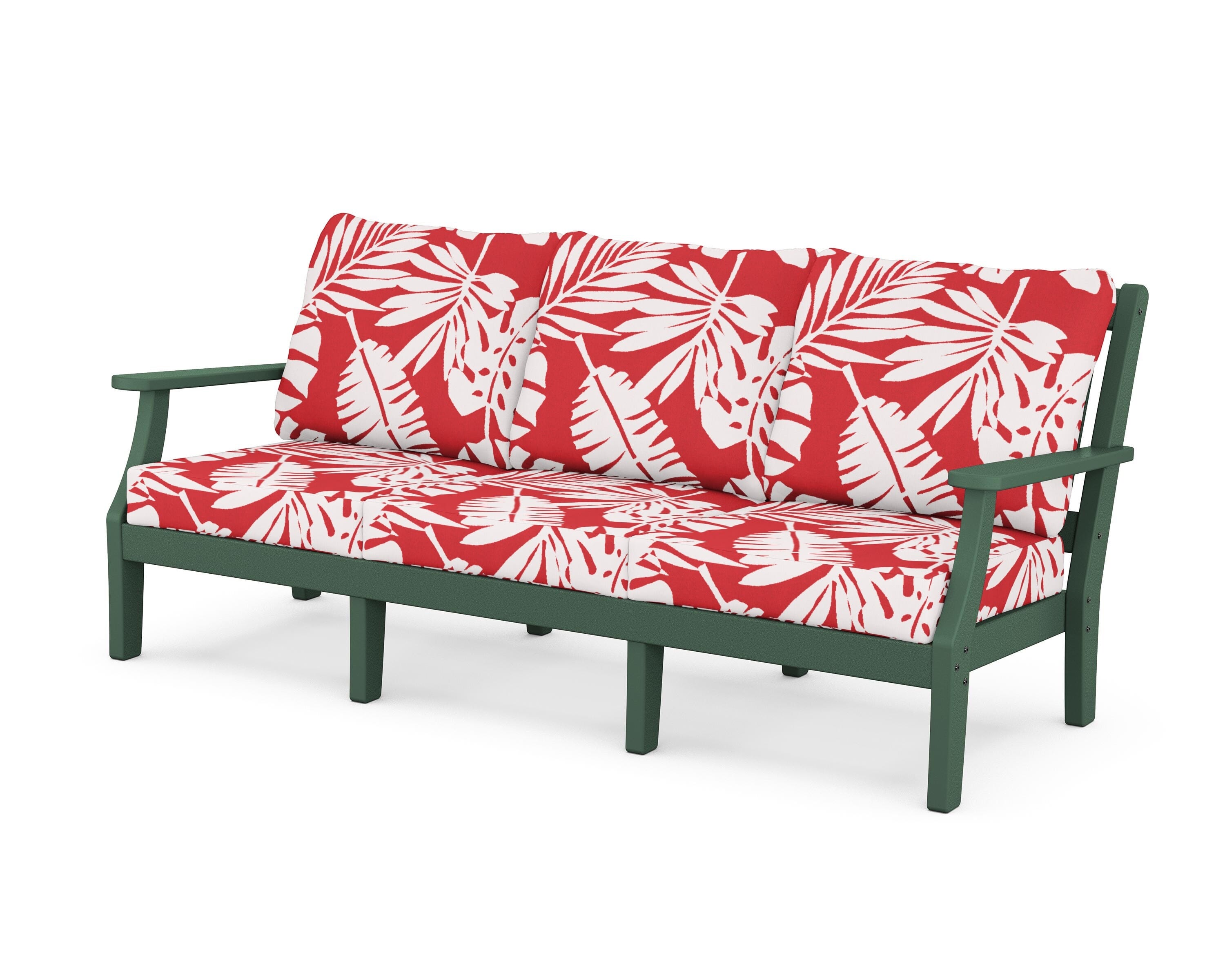Martha Stewart by POLYWOOD® Chinoiserie Deep Seating Sofa in Green / Leaf Crimson