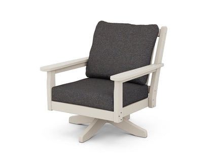 POLYWOOD® Chippendale Deep Seating Swivel Chair in Sand / Ash Charcoal