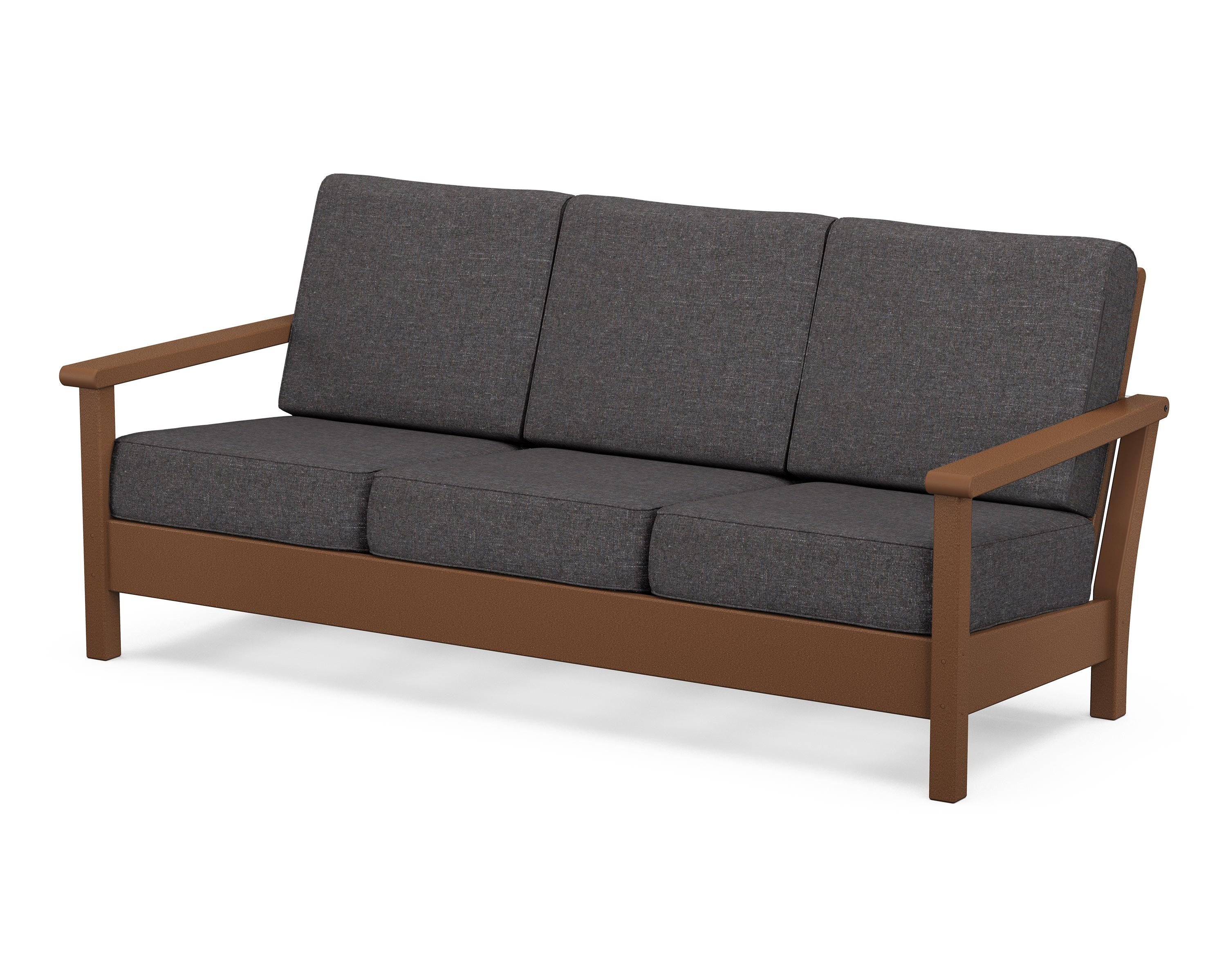 POLYWOOD® Harbour Deep Seating Sofa in Teak / Ash Charcoal