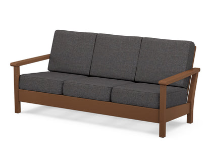 POLYWOOD® Harbour Deep Seating Sofa in Teak / Ash Charcoal