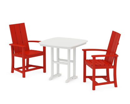 POLYWOOD® Modern Adirondack 3-Piece Dining Set in Sunset Red / White