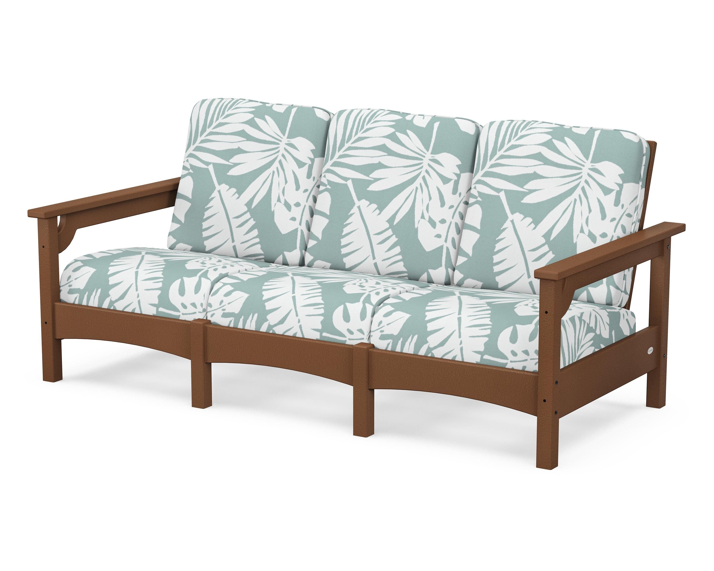 POLYWOOD® Club Sofa in Teak / Leaf Glacier Spa