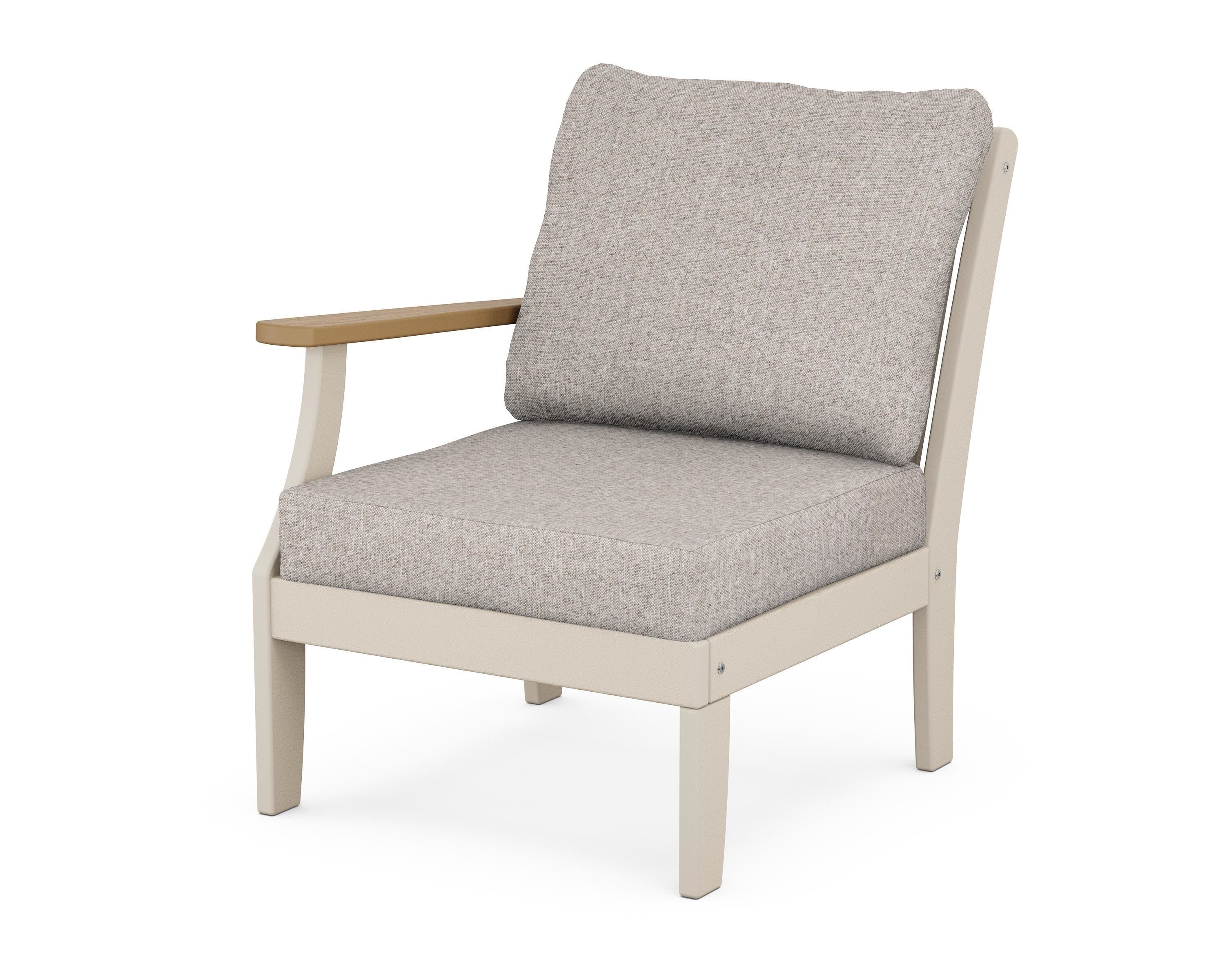 POLYWOOD® Braxton Modular Left Arm Chair in Sand / Natural / Weathered Tweed
