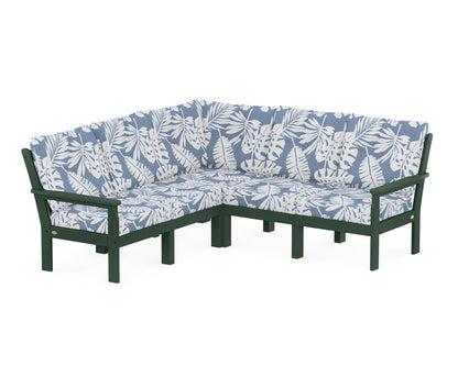 POLYWOOD® Vineyard 5-Piece Sectional in Green / Leaf Sky Blue