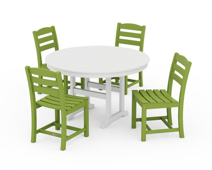 POLYWOOD® La Casa Café Side Chair 5-Piece Round Farmhouse Dining Set in Lime / White