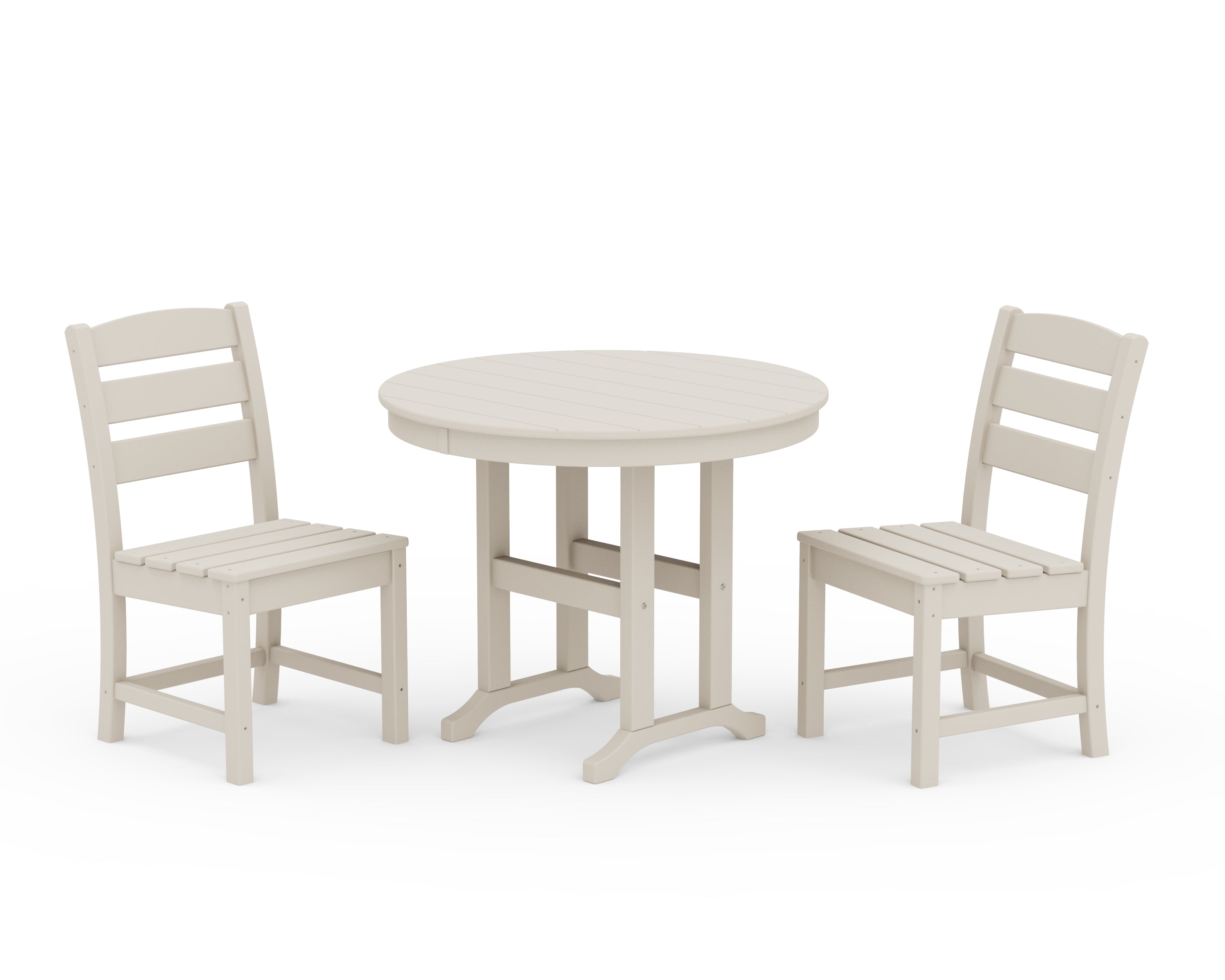 POLYWOOD® Lakeside Side Chair 3-Piece Round Dining Set in Sand