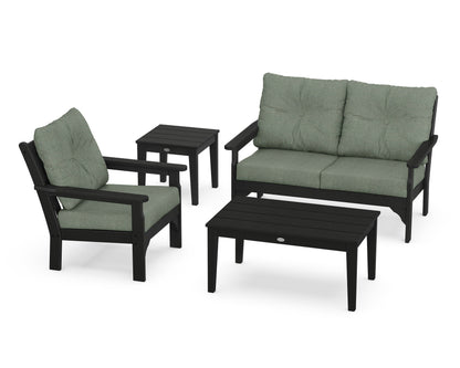 POLYWOOD® Vineyard 4-Piece Deep Seating Set in Black / Cast Sage