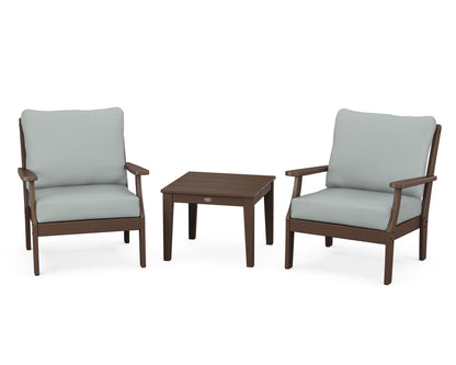 POLYWOOD® Braxton 3-Piece Deep Seating Set in Mahogany / Spa