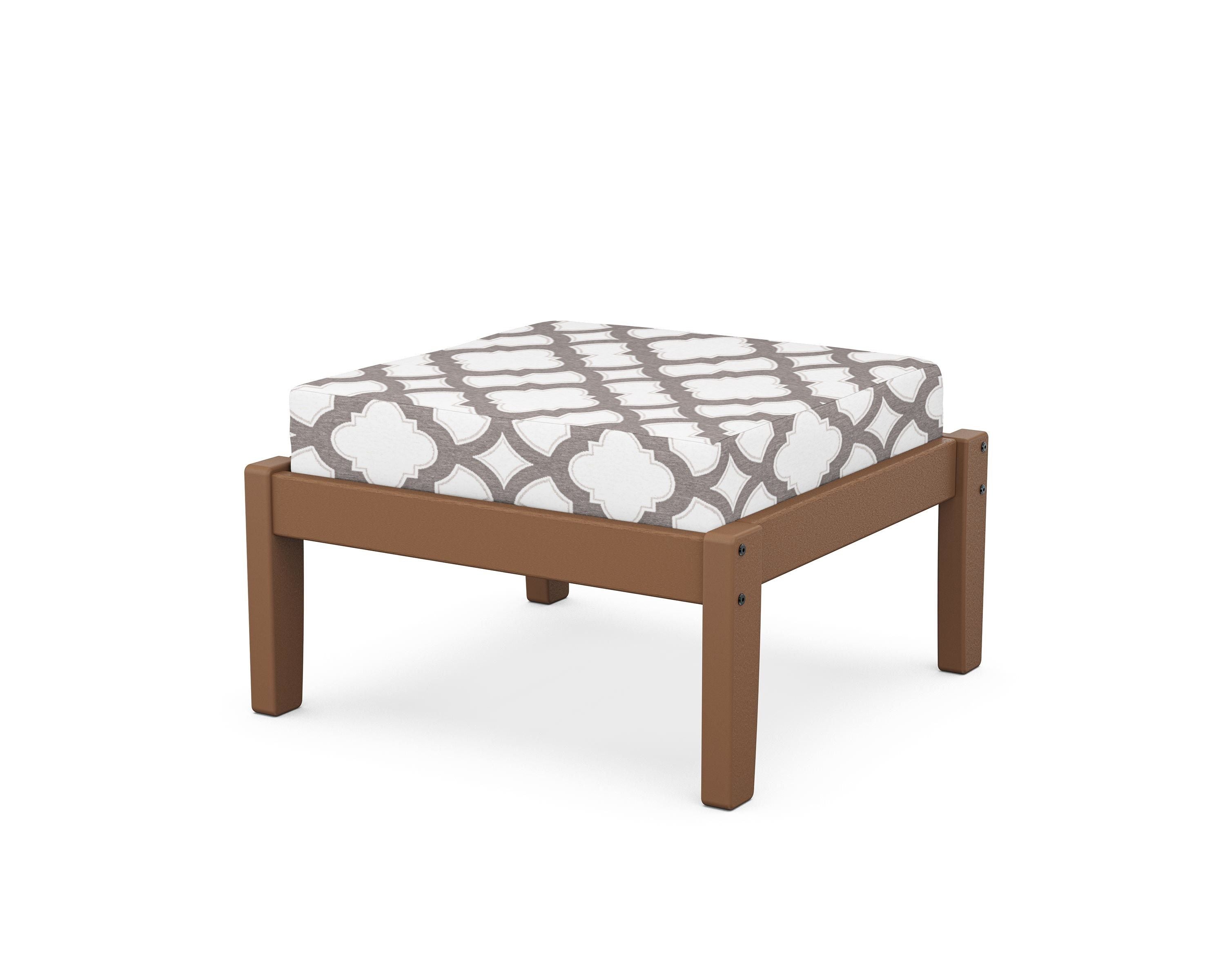 Unbranded Deep Seating Ottoman in Teak / Trellis Grey Mist