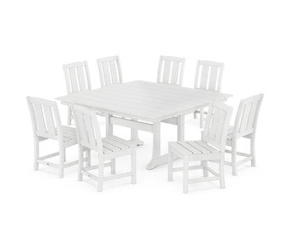 POLYWOOD® Mission Side Chair 9-Piece Square Farmhouse Dining Set with Trestle Legs in White
