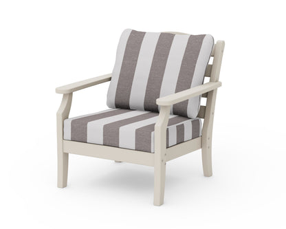 Draper James™ by  POLYWOOD® Savannah Deep Seating Chair in Sand / Cabana Stripe Grey Mist