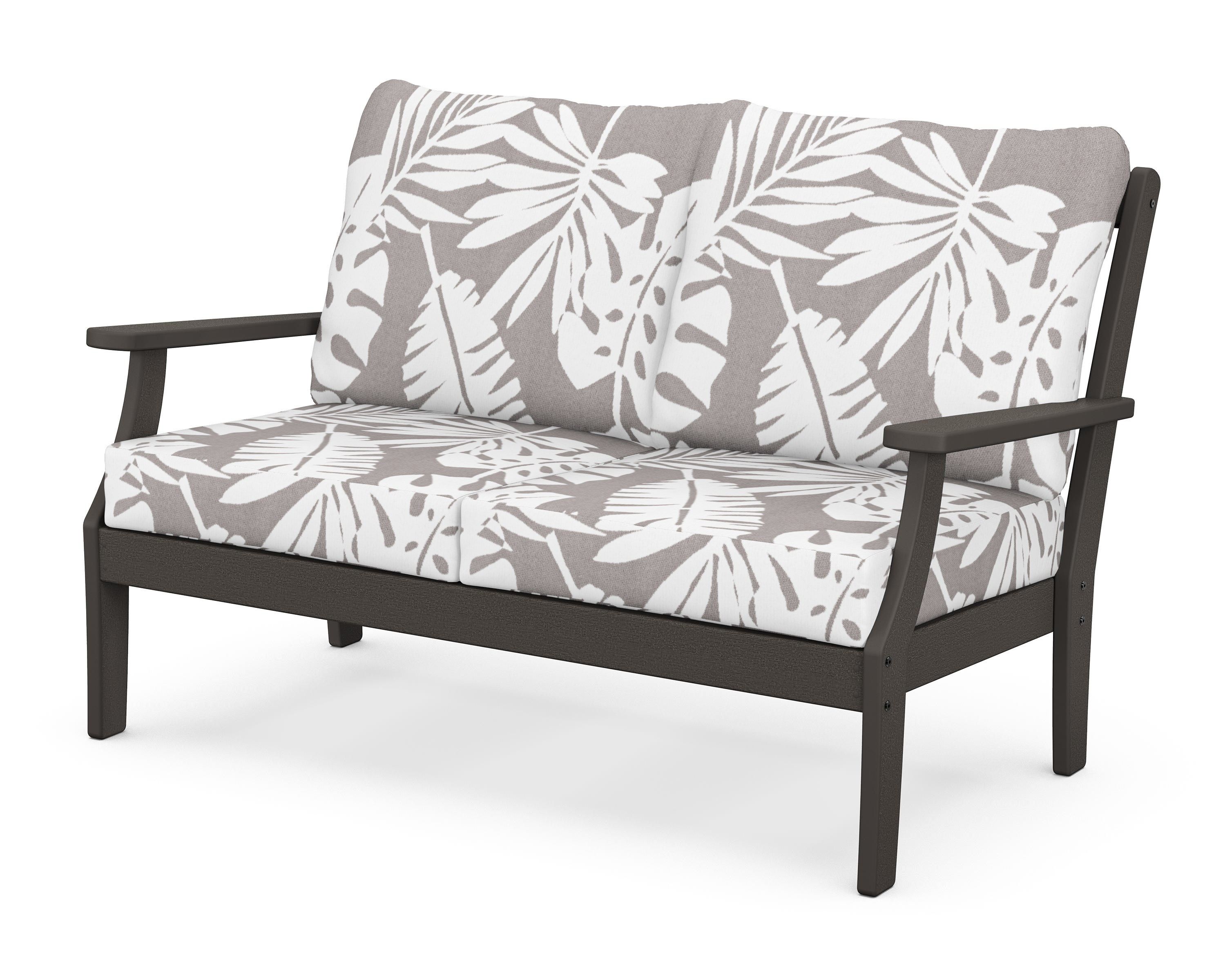 POLYWOOD® Braxton Deep Seating Loveseat in Vintage Coffee / Leaf Grey Mist