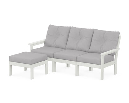 POLYWOOD® Vineyard 4-Piece Sectional with Ottoman in Vintage White / Granite