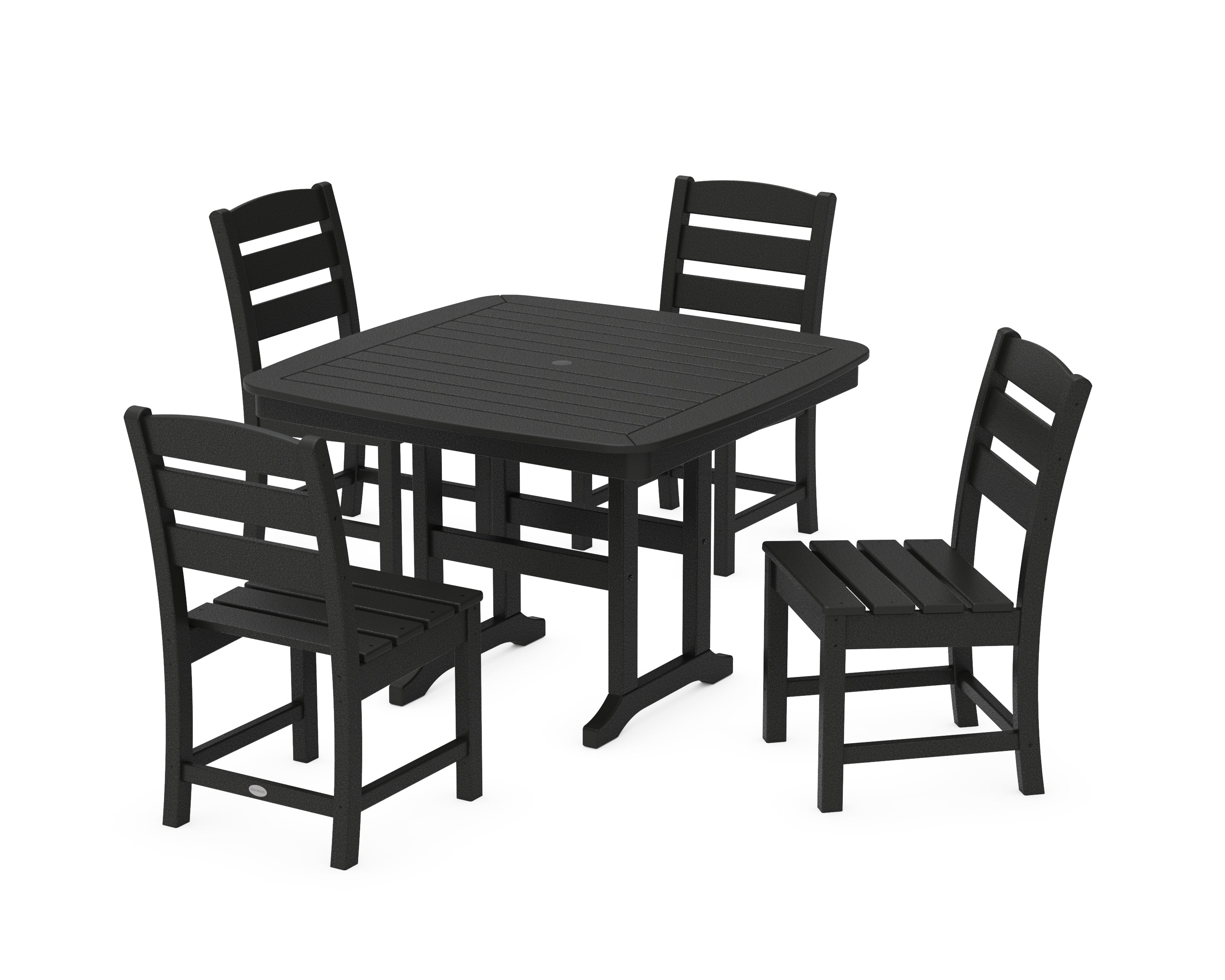 POLYWOOD® Lakeside Side Chair 5-Piece Dining Set with Trestle Legs in Black