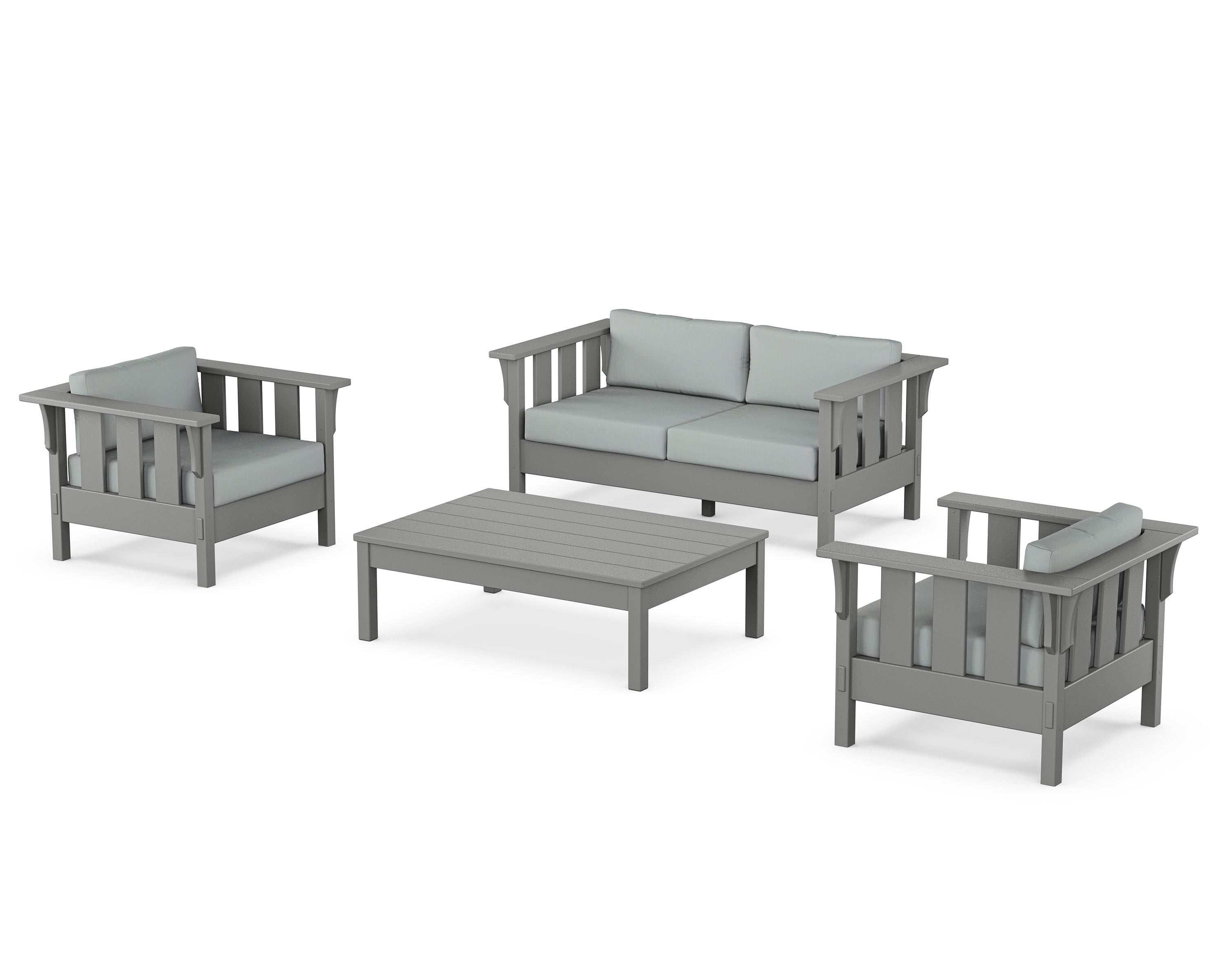 Martha Stewart by POLYWOOD® Acadia 4-Piece Deep Seating Set with Loveseat in Slate Grey / Spa
