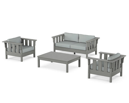 Martha Stewart by POLYWOOD® Acadia 4-Piece Deep Seating Set with Loveseat in Slate Grey / Spa