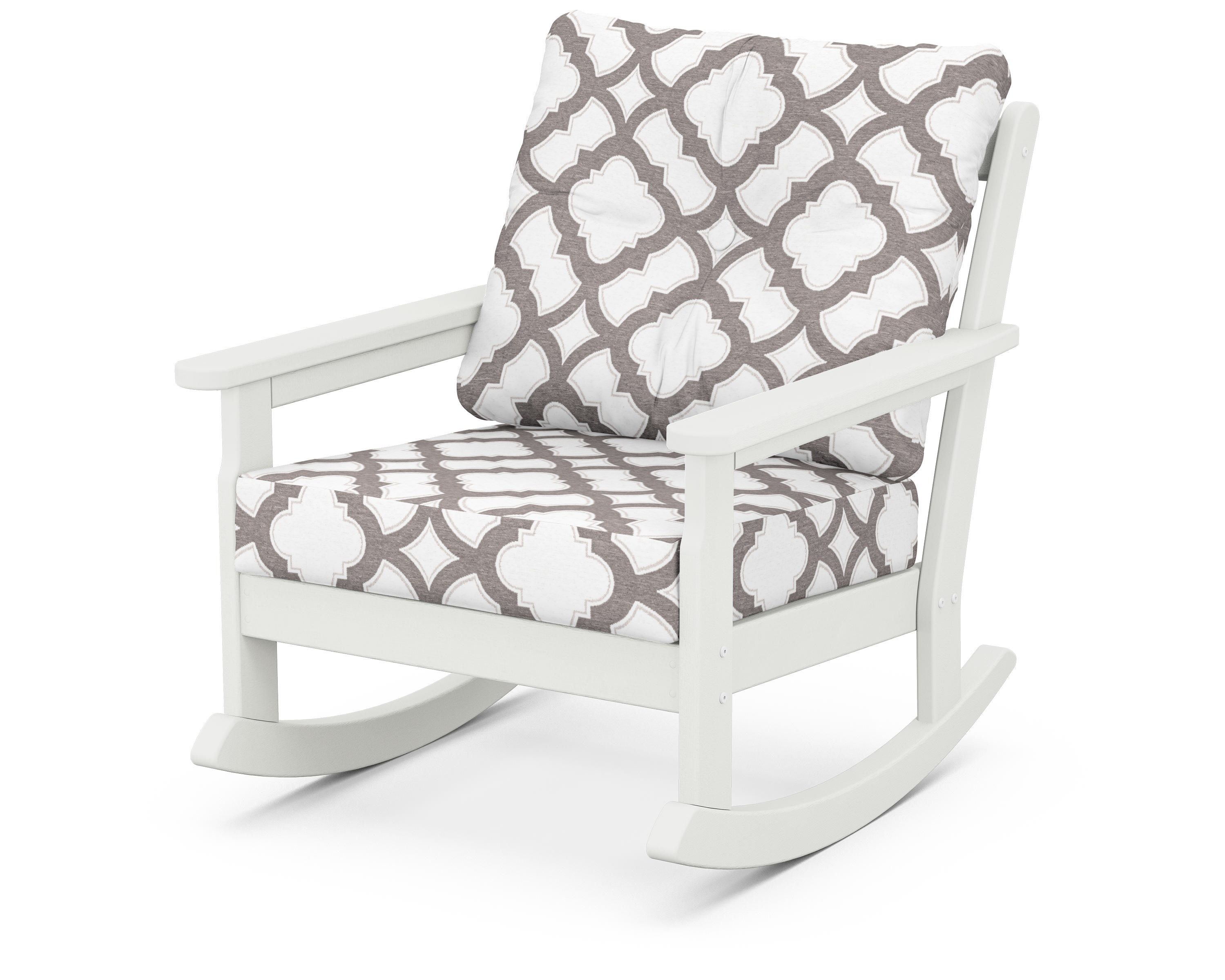 POLYWOOD® Vineyard Deep Seating Rocking Chair in Vintage White / Trellis Grey Mist