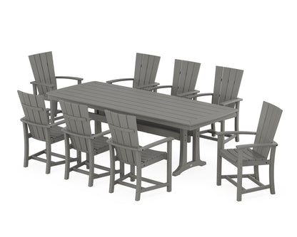 POLYWOOD® Quattro Adirondack 9-Piece Dining Set with Trestle Legs in Slate Grey
