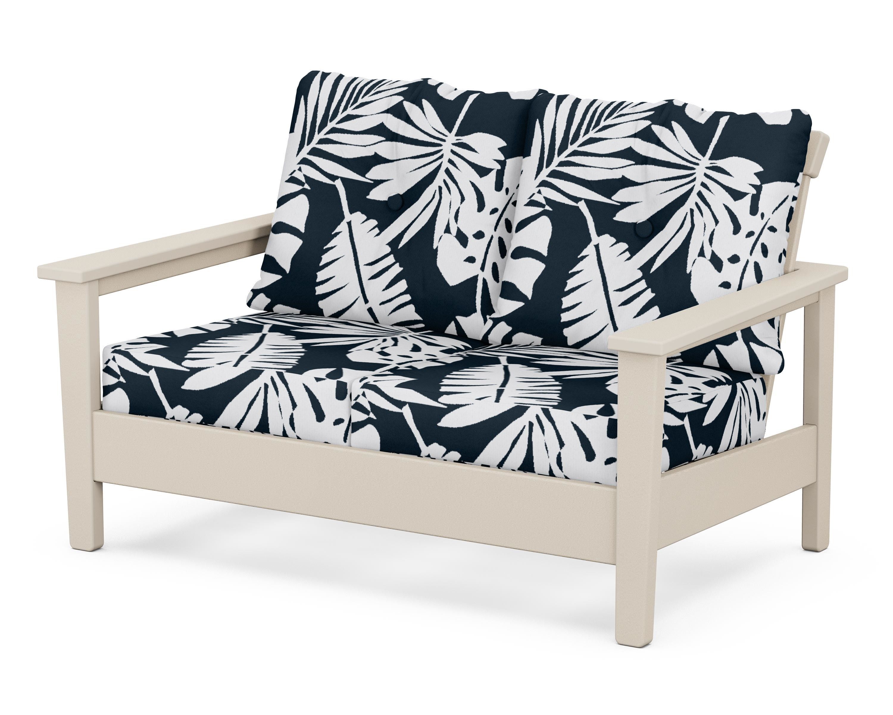POLYWOOD® Prescott Deep Seating Loveseat in Sand / Leaf Marine Indigo