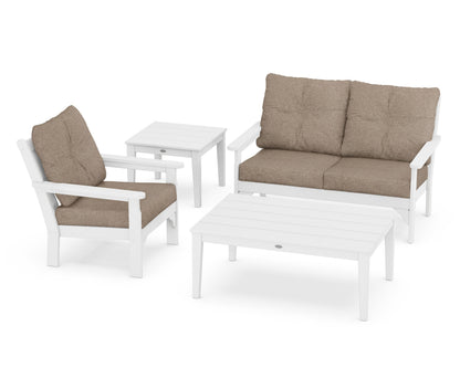 POLYWOOD® Vineyard 4-Piece Deep Seating Set in White / Spiced Burlap