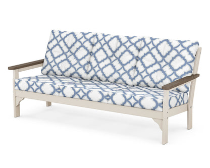 POLYWOOD® Vineyard Deep Seating Sofa in Sand / Kona / Trellis Sky Blue