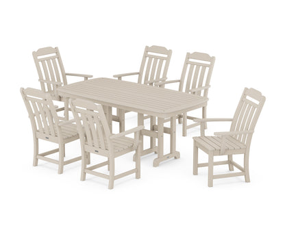 Country Living Cottage Arm Chair 7-Piece Dining Set in Sand