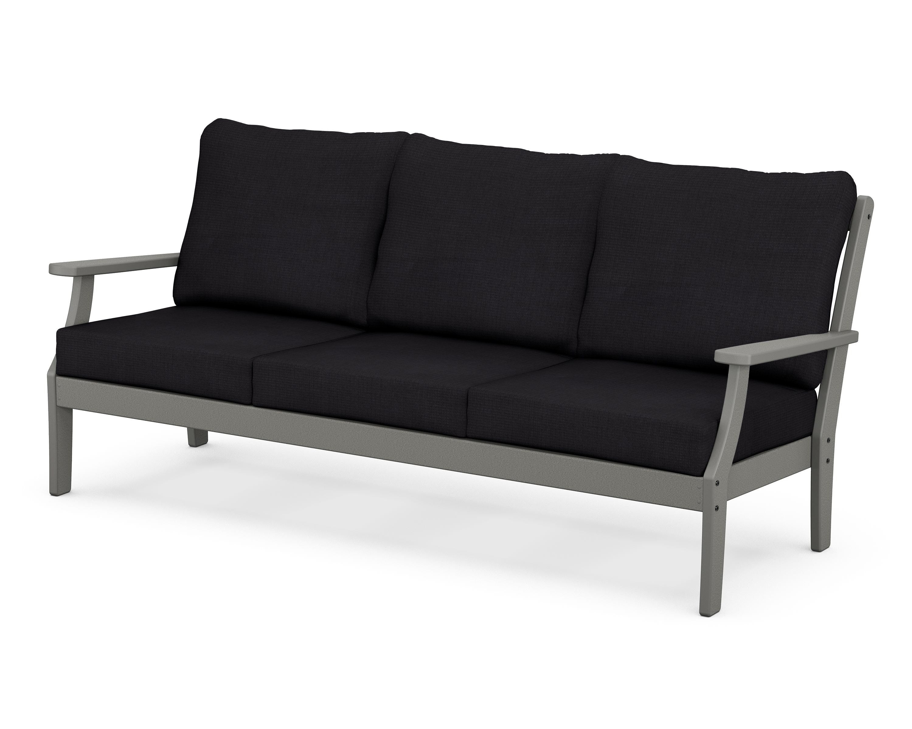 POLYWOOD® Braxton Deep Seating Sofa in Slate Grey / Midnight Linen