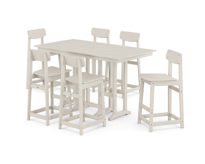 POLYWOOD® Modern Studio Urban Bar Chair 7-Piece Set in Sand