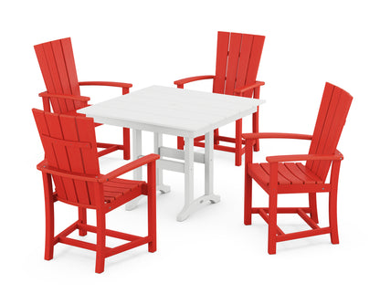 POLYWOOD® Quattro 5-Piece Farmhouse Dining Set in Sunset Red / White