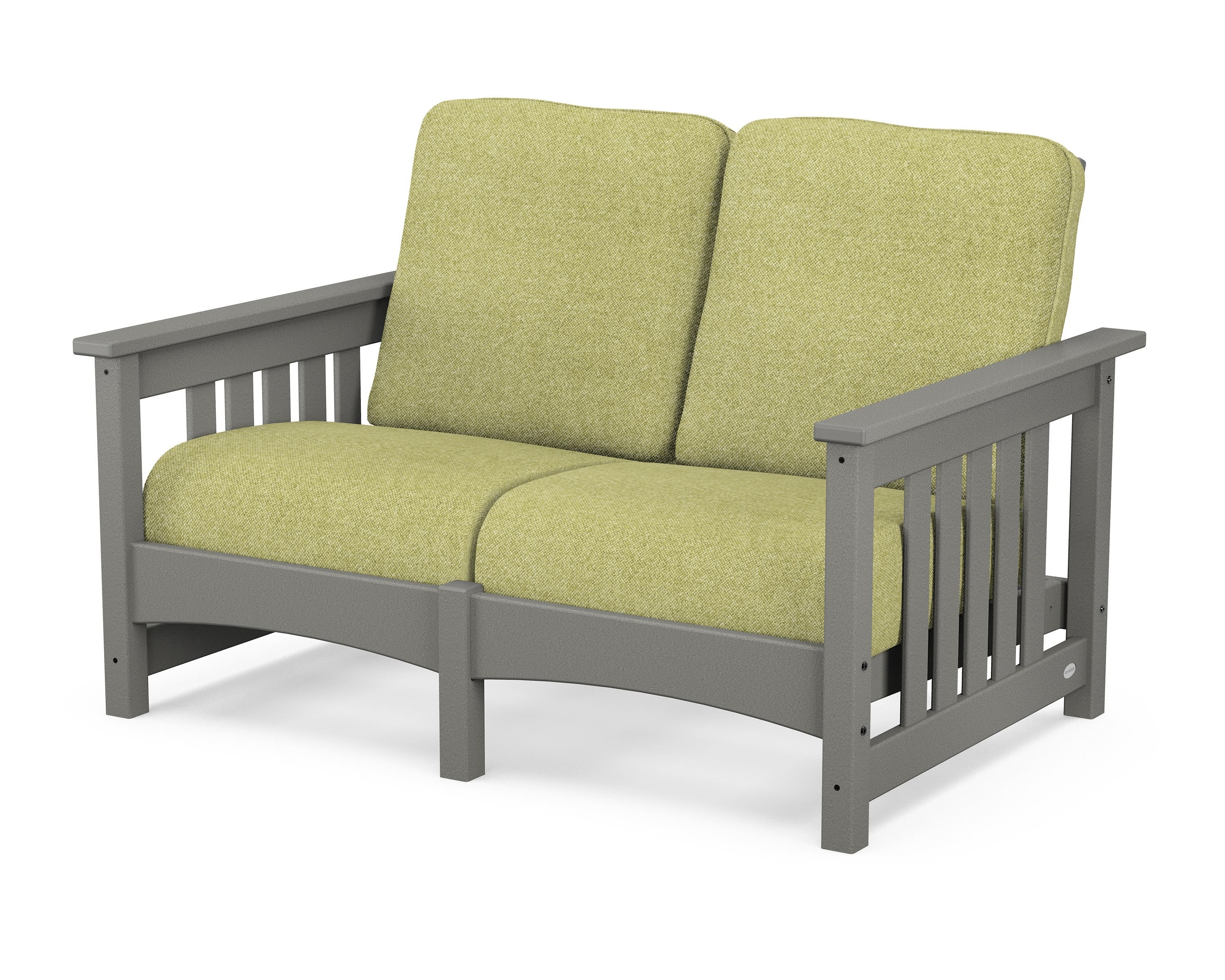 POLYWOOD® Club Mission Loveseat in Slate Grey / Chartreuse Boucle