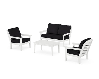 Country Living Cottage 4-Piece Deep Seating Set with Loveseat in White / Midnight Linen