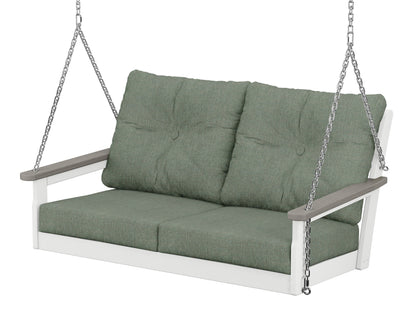 POLYWOOD® Vineyard Deep Seating Swing in White / Driftwood / Cast Sage