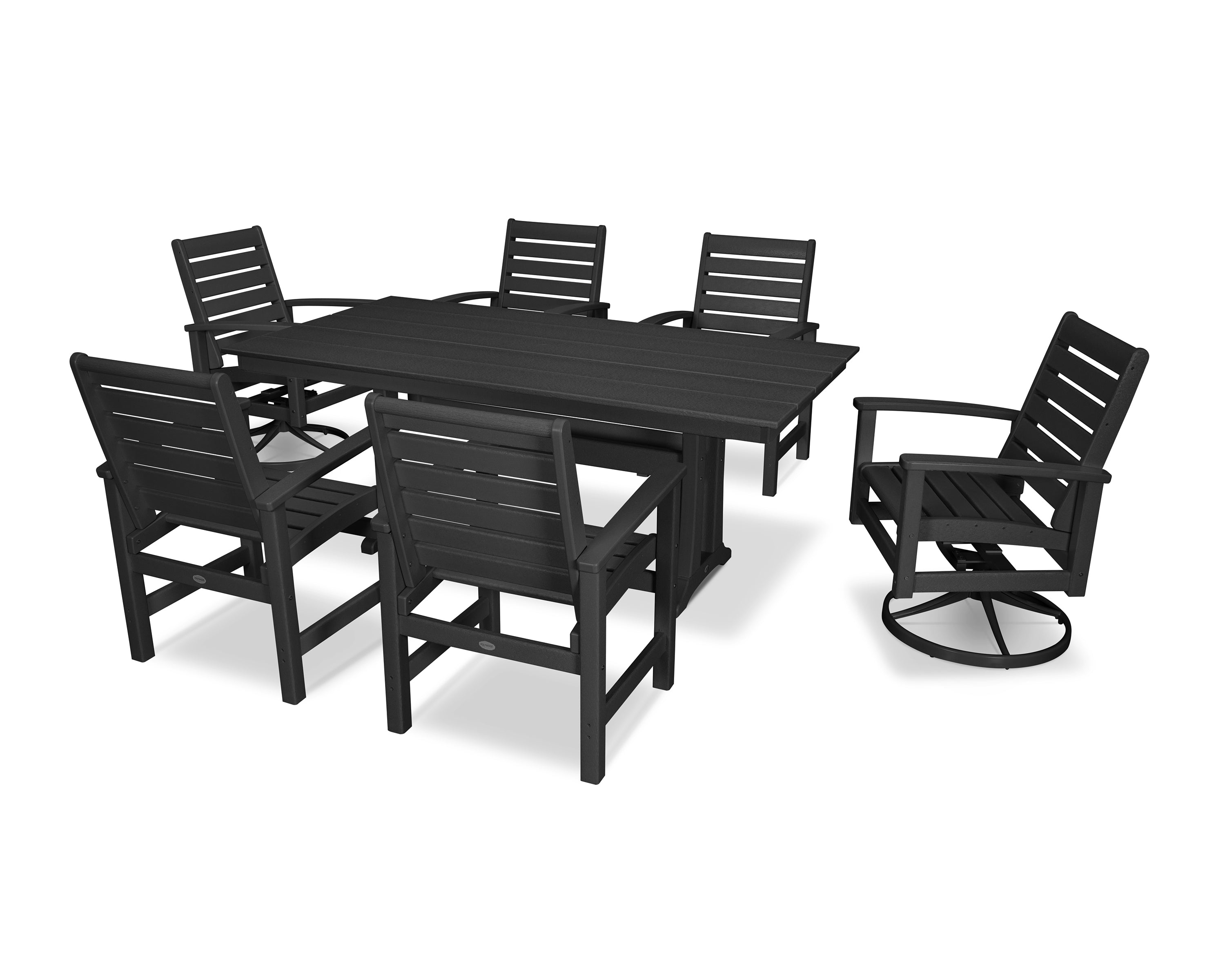POLYWOOD® 7 Piece Signature Dining Set in Textured Black / Black