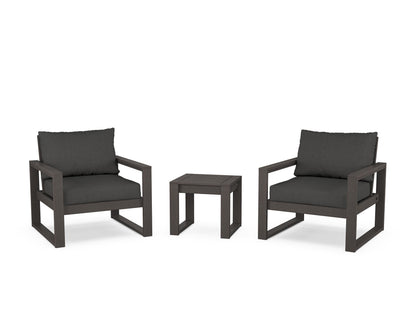 POLYWOOD® EDGE Sectional 3-Piece Deep Seating Set in Vintage Coffee / Spectrum Carbon